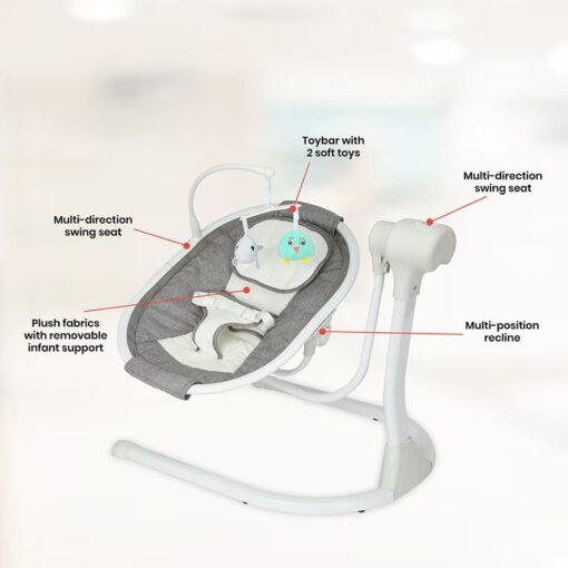 StarAndDaisy 360° Degree Rotating Premium Musical Rockers Baby Swings for Infants Electric Adjustable - Image 5