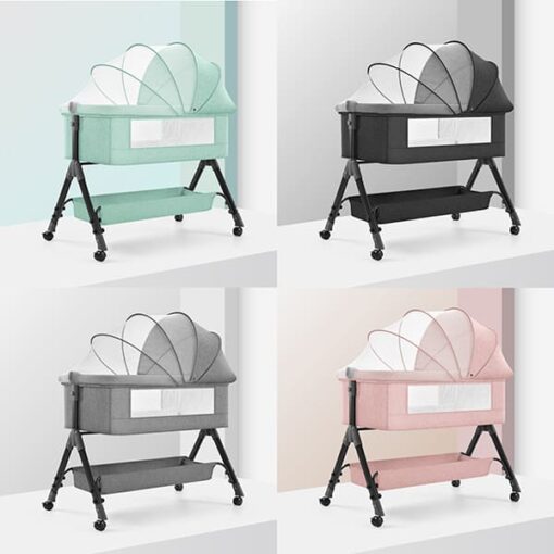 [Refurbished] StarAndDaisy 3 in 1 Baby Crib Cradle for baby/infants with Height Adjustments, Breathable Net, Adjustable Portable Crib for Infant/Baby with Detachable Mosquito net, Storage Basket, – (Basic) Grey - Image 4