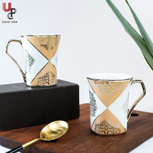 SND Homes Flower Series Fine Bone China Ceramics 300ml (Pack of 2) Bone China Coffee Mug  (330 ml, Pack of 2)