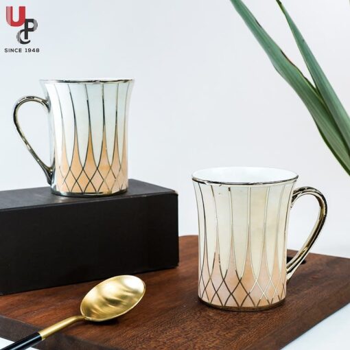 SND Homes Flower Series Fine Bone China Ceramics 300ml (Pack of 2) Bone China Coffee Mug  (330 ml, Pack of 2)