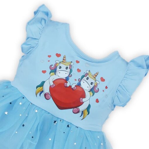 Unicorn Heart Toddler Baby Girl Princesses Belle Dress - Image 2