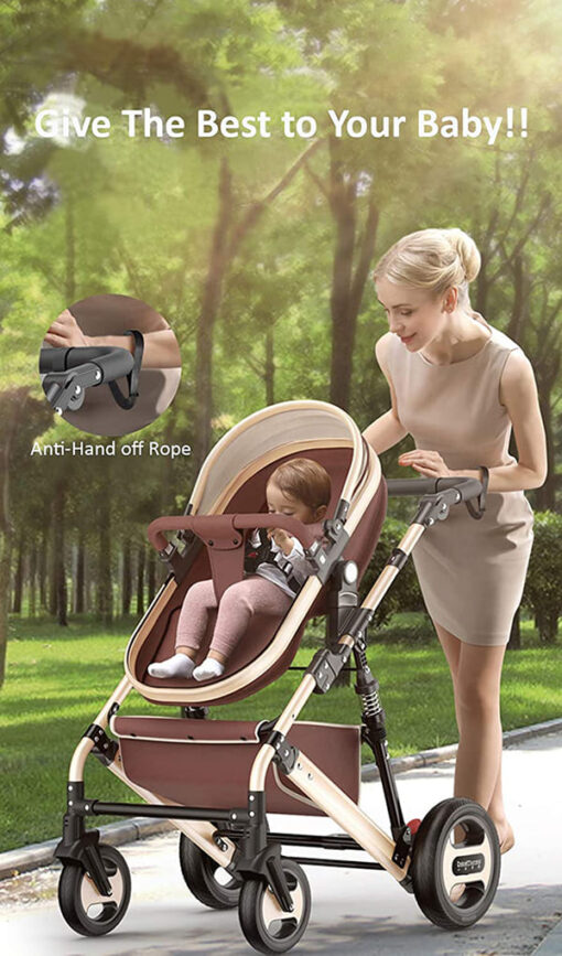 [Refurbished] StarAndDaisy Stroller/Pram, Extra Large Seating Space, Baby Cradle, Baby Carrier, Baby Car Seat, Stroller Easy Fold, for Newborn Baby/Kids, 0-2 Years (4 in 1 Feature) - Pink - Image 4