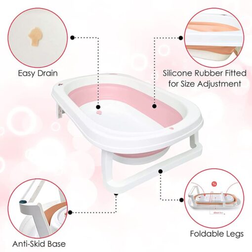 StarAndDaisy Best Portable Bathtub for Baby and Infant Expandable/ Collapsible Tub for Kids, Safe Bathing Tub for Babies, Infants From 0-12 Months W/ Drain Plug, Anti-Slip Skid Proof Bathtub-Green - Image 5