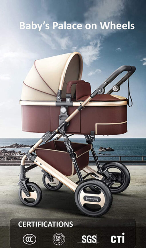 [Refurbished] StarAndDaisy Stroller/Pram, Extra Large Seating Space, Baby Cradle, Baby Carrier, Baby Car Seat, Stroller Easy Fold, for Newborn Baby/Kids, 0-2 Years (4 in 1 Feature) - Pink - Image 5