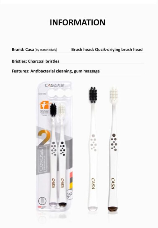 Ultra Soft Bristles, 10000 Fine Charcoal Bristles, Advanced Toothbrush. (Casa 910 - Pack of 8) - StarAndDaisy  - Image 5