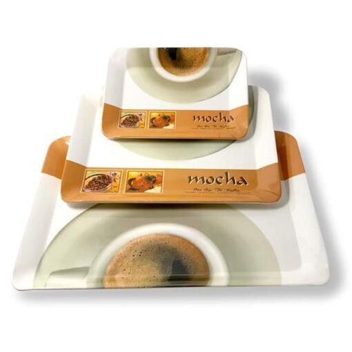 SND Homes Crystal Melamine Serving Tray, Set of 3 (Multicolor, White, Small, Medium and Large Size) Flora Series - Image 2