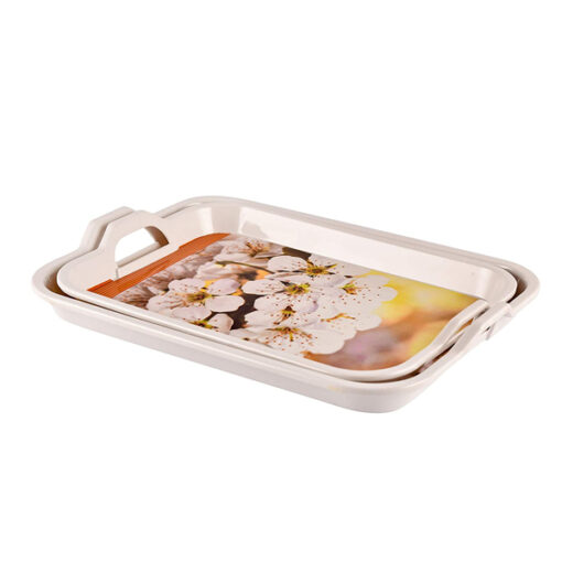 SND Homes Premium Melamine Break Resistant Shape-Classic Modern Designs Serving Tray Sets (Medium, Large) - Set of 2 - Image 3