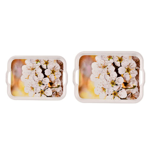 SND Homes Premium Melamine Break Resistant Shape-Classic Modern Designs Serving Tray Sets (Medium, Large) - Set of 2 - Image 2