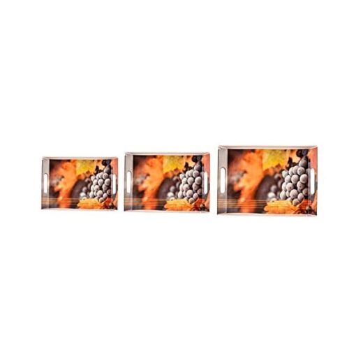 SND Homes Ocean Modern Designs Melamine Break Resistant Serving Tray (Size, Medium, Large) -Set of 3 - Image 2