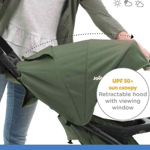 Joie Muze lx One Hand fold Stroller with Flat Reclining seat (Birth to 17.5kg), Laurel, 1 Count (Pack of 1) - Image 4