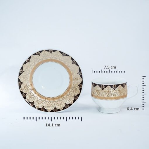 SND Homes Pack of 6 Bone China Cup & Saucer Set of 6 - Carpet Series (White) - Image 3