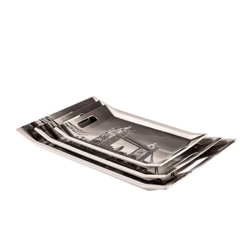 SND Homes Premium Melamine Break Resistant Serving Tray Set Shape-Ocean Modern Designs(Set of 3 - S, M, L) - Image 4