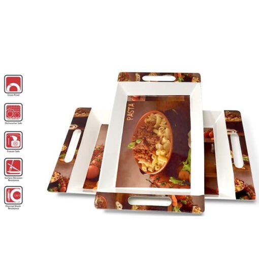UPC Melamine Tray with Handles Set of 2 (Medium and Large Size) - Roseate Series Tray - Image 5