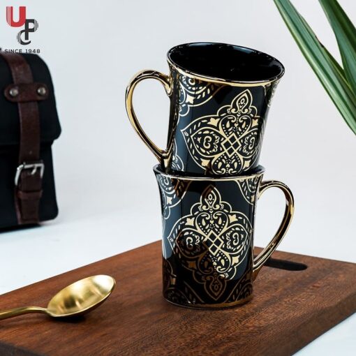 SND Homes Flower Series Fine Bone China Ceramics 300ml (Pack of 2) Bone China Coffee Mug  (330 ml, Pack of 2)