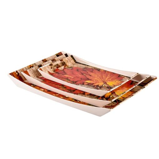 SND Homes Premium Melamine Break Resistant Serving Tray Set Shape-Ocean Modern Designs (Set of 3 - S, m, L) - Image 3