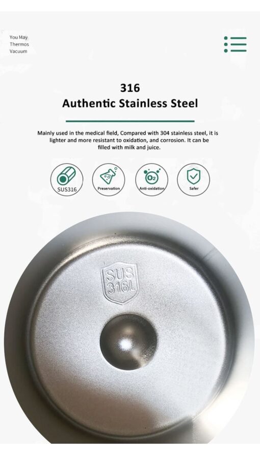 StarAndDaisy HelloDream Series Kids Water Bottle, Non-Toxic Leak Proof Thermoses Stainless Steel BPA Free Insulated Water Flask with Hanging Buckle- 580 ml (Time Orange) - Image 6