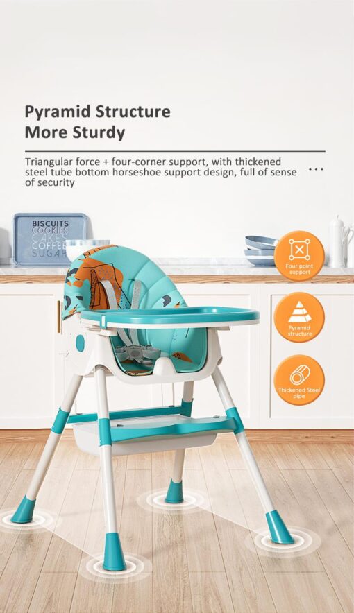 [Refurbished] StarAndDaisy Portable 2-In-1 Table talk High Chair |Convertible |Compact High Chair |Light Weight Portable Highchair (Deep Sea Blue) - Image 16