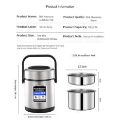 3 Stainless Steel Containers , Leak Proof Microwave Safe | Full Meal and Easy to Carry Stackable Stainless Steel Thermal Compartment Lunch/Snack Box, 3-Tier Insulated Bento/Food Container . heat insulated