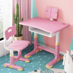 StarAndDaisy Kids Study Table with Chair Set For Children with LED Lamp, Book Holder For 2 to 12 years - S01 Pink