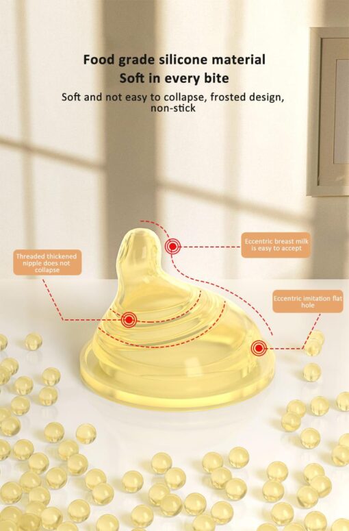StarAndDaisy Powder Skin Feeding Bottle with With Soft Silicone BPA Free Bottle and Nipple, High-Temperature Resistance, Anti-Flatulence and High Borosilicate Glass, Suitable for 6-12 Months Baby - Image 3