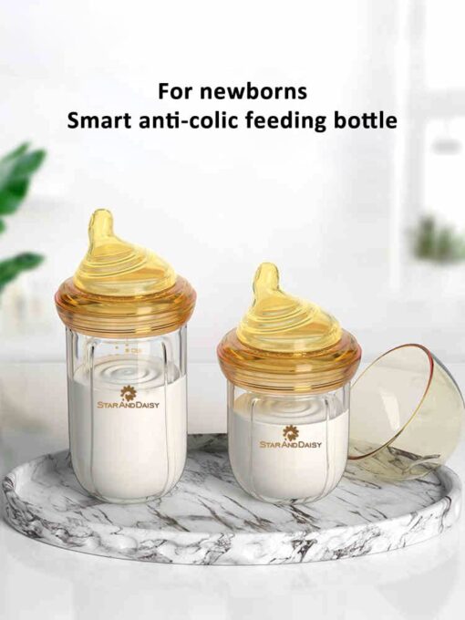 StarAndDaisy Powder Skin Feeding Bottle with With Soft Silicone BPA Free Bottle and Nipple, High-Temperature Resistance, Anti-Flatulence and High Borosilicate Glass, Suitable for 6-12 Months Baby - Image 4