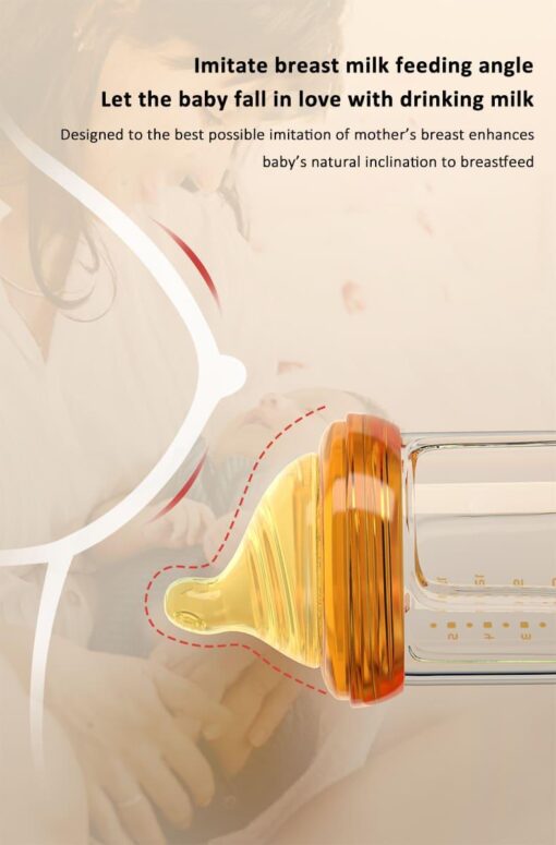 StarAndDaisy Powder Skin Feeding Bottle with With Soft Silicone BPA Free Bottle and Nipple, High-Temperature Resistance, Anti-Flatulence and High Borosilicate Glass, Suitable for 6-12 Months Baby - Image 5