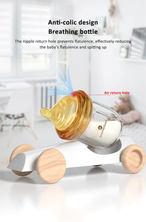 StarAndDaisy Powder Skin Feeding Bottle with With Soft Silicone BPA Free Bottle and Nipple, High-Temperature Resistance, Anti-Flatulence and High Borosilicate Glass, Suitable for 6-12 Months Baby - Image 7