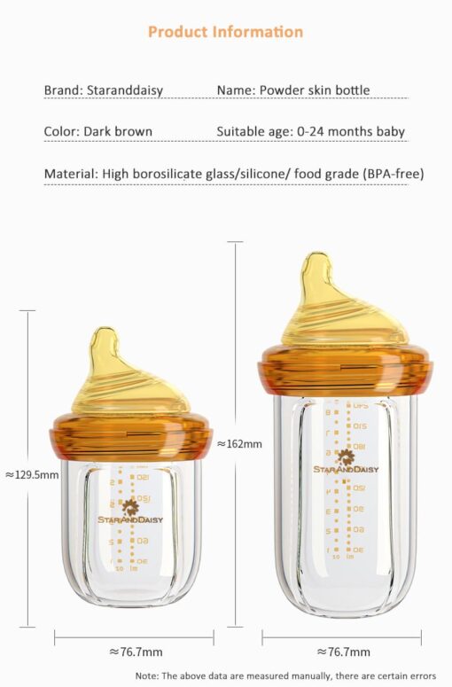 StarAndDaisy Powder Skin Feeding Bottle with With Soft Silicone BPA Free Bottle and Nipple, High-Temperature Resistance, Anti-Flatulence and High Borosilicate Glass, Suitable for 6-12 Months Baby - Image 11