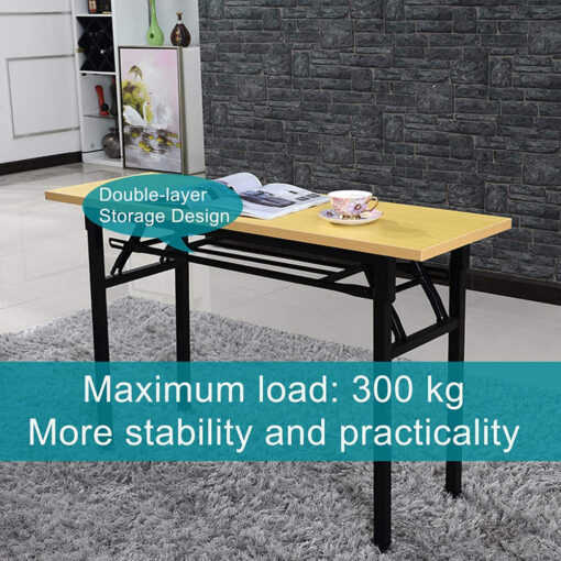 SND Homes Computer Desk Folding Table No-Assembly Modern Desk for Small Spaces Study Writing Desk with Storage Shelf Desks for Students and Work from Home (100 X 50 cm Walnut Brown) - Image 3