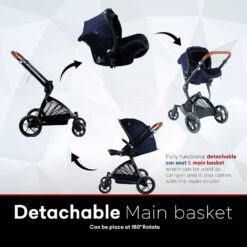 Blue Pram with Car Seat for Baby Boy (0-5 years)