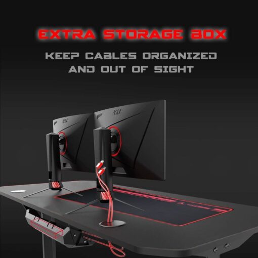 StarAndDaisy Gaming Desk Table and Home Office Computer Desk with Full Desk Mouse Pad - Black - Image 4