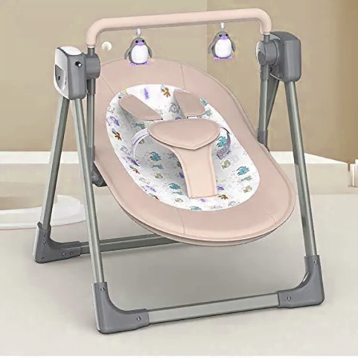 [Refurbished] StarAndDaisy Baby Swing Electric Cradle Rocking Chair with seat Recline for 0-12 Months (Brown)