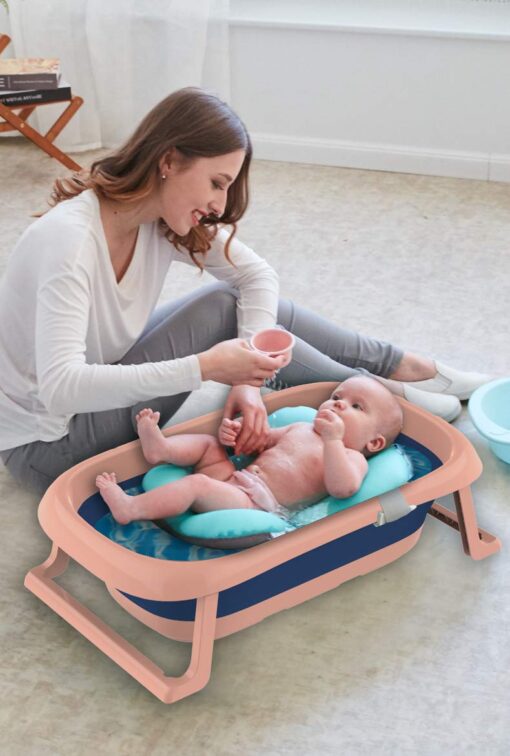 StarAndDaisy Foldable Infant Bath Tub, Collapsible Newborn Toddler Folding Bathing Support Bathtub without Cushion for 0-5 Years Kids (Multi Color) - Image 2