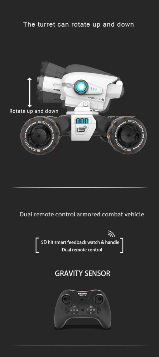 Double mode Stunt Car controller Water bullet tank 360 degree rotation remote controlle car and gesture control car - Image 17