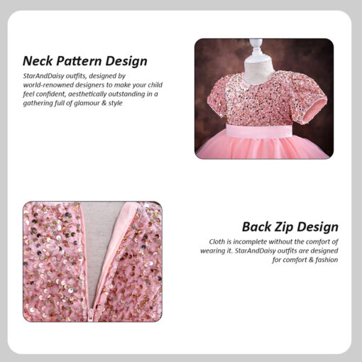 StarAndDaisy Girls Party Dresses Premium Serires (pink| DS0816) - Image 5