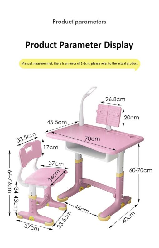 [Refurbished] StarAndDaisy Best Kids Study Table with Chair Set For Children’s, Height Adjustable Children School Study Table & Chair, LED Lamp & Book Holder, & Storage For 2 years to 12 years Boys Girls (S01 Pink) - Image 13
