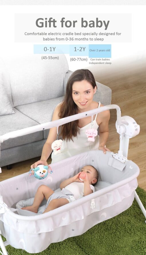 StarAndDaisy Nestling Smart & Portable Baby Cradle Crib with automatic swing, remote and Bluetooth (BLUE) - Image 5