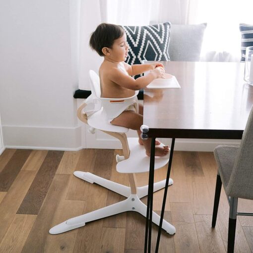 StarAndDaisy Premium Natural Oak Wood Baby High Feeding Chair for Kids – Modern Scandinavian Design with a Strong Wooden Stem, Baby through Teenager and Beyond with Seamless Adjustability, Award Winning Highchair [white]