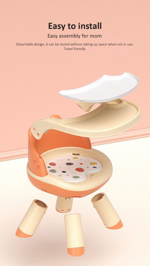 StarAndDaisy 2 in 1 Feeding Chair & Booster Seat with Detachable Dining Food Tray - 3 Point Safety Harness (Pink) - Image 9