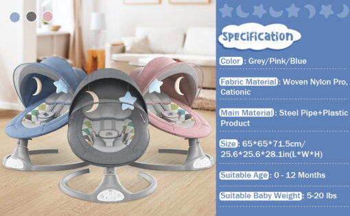 [Refurbished] StarAndDaisy 2-in-1 Premium Modern Automatic Electric Baby Swing Rocker Cradle with Detachable Dining Tray & Mosquito Net, Baby Rocker with Smart Touch Panel & Bluetooth Enabled Music and Remote Control & Urine Mat (New Cuddle Grey) - Image 10