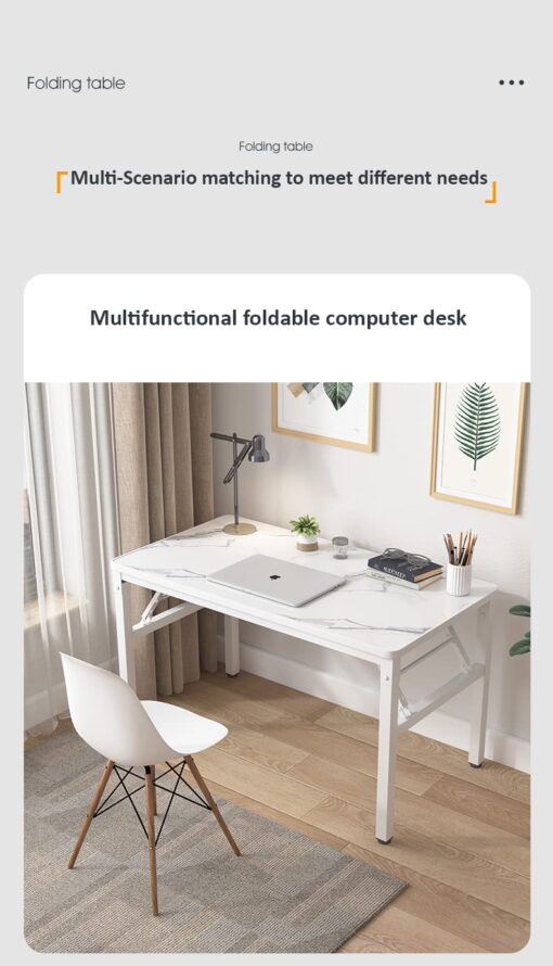 SND Homes Easy-Folding Computer Table/Work Desk for Kids/Adults - No Assembly Required (120 X 60 Molded White) - Image 4