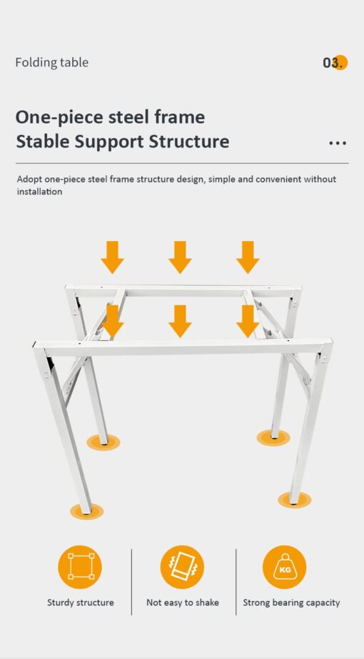SND Homes Foldable Computer Table/Work Desk for Kids/Adults - No Assembly Required (80 X 40 Molded White) - Image 8