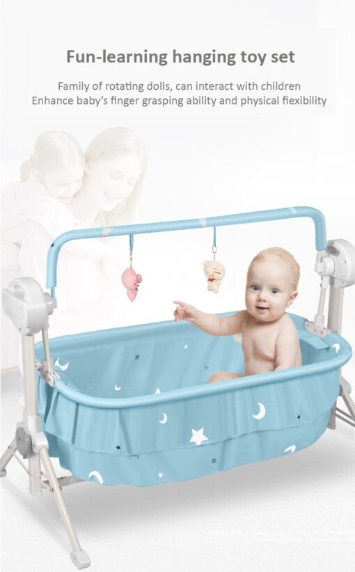 StarAndDaisy Nestling Smart & Portable Baby Cradle Crib with automatic swing, remote and Bluetooth (BLUE) - Image 4