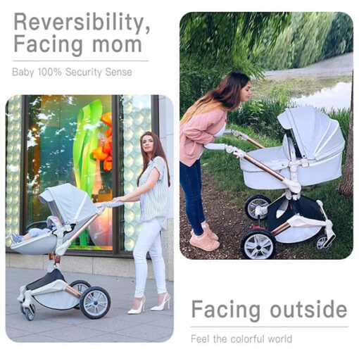International Series Hot-Mom Stroller, Pram , Buggy & Pushchair with inbuilt 360 Rotation Function, Travel System Pram for Baby and Kids (Grey) - Image 4
