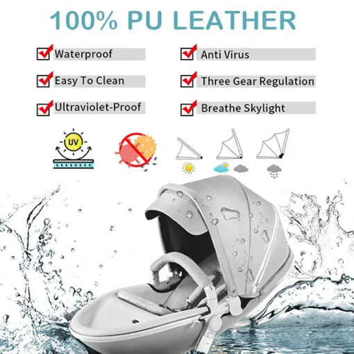 International Series Hot-Mom Stroller, Pram , Buggy & Pushchair with inbuilt 360 Rotation Function, Travel System Pram for Baby and Kids (Grey) - Image 6