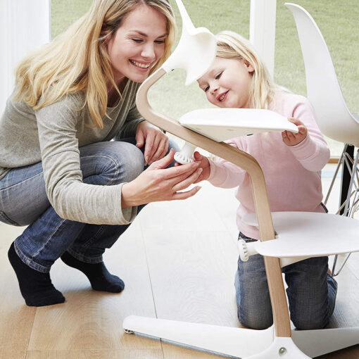 StarAndDaisy Premium Natural Oak Wood Baby High Feeding Chair for Kids – Modern Scandinavian Design with a Strong Wooden Stem, Baby through Teenager and Beyond with Seamless Adjustability, Award Winning Highchair [white] - Image 6
