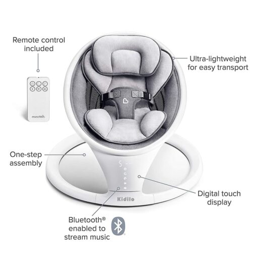 [Refurbished] International Series Baby Infants Automatic Electric Rockers & Swing For Baby with Smart Digital Touch Panel Display (Includes Remote Control), Inbuilt Bluetooth Enabled to Stream Music, Safety Belt, Portable Lightweight Baby Swing with Natural Sway in 5 Adjustable Swing Speeds For New Born baby - Image 6