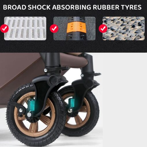 [Pre-Order] StarAndDaisy Multi-Adjustment Ultra Baby Stroller Pram & Buggy, Pushchair Reversible Handle with Anti-Shock Rubber Wheels - Brown [Delivery Starts on: 30/Oct/2024] - Image 6