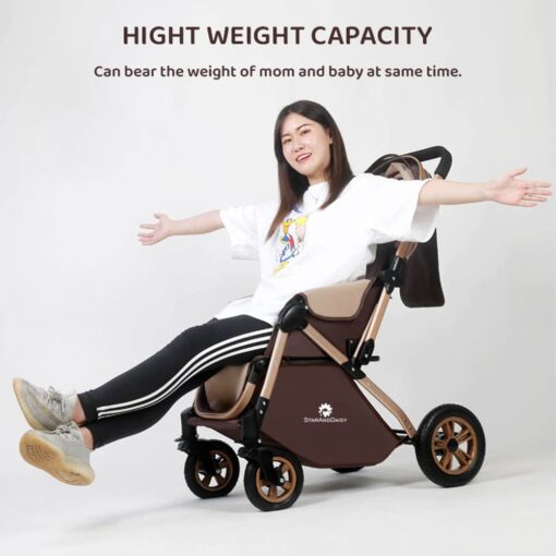 [Pre-Order] StarAndDaisy Multi-Adjustment Ultra Baby Stroller Pram & Buggy, Pushchair Reversible Handle with Anti-Shock Rubber Wheels - Brown [Delivery Starts on: 30/Oct/2024] - Image 7