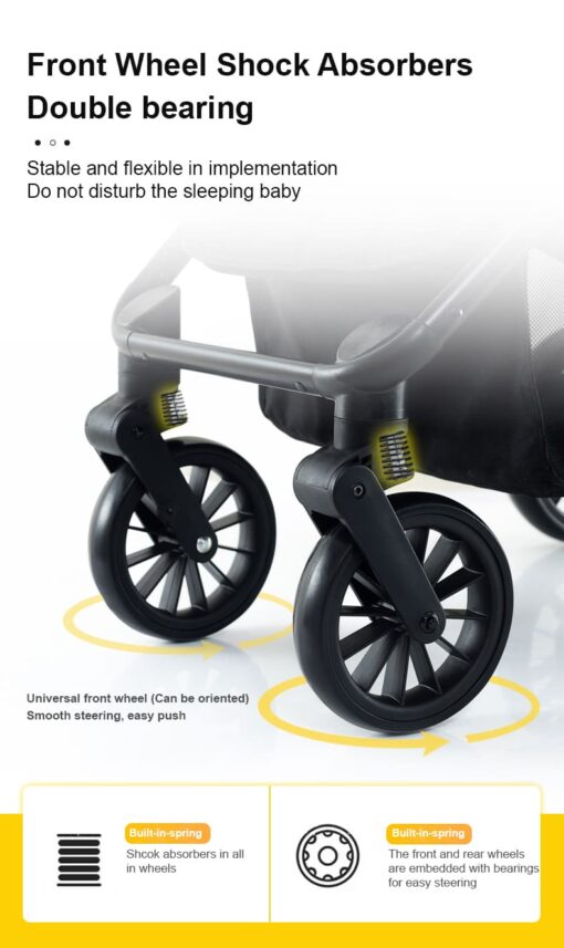 Refurbished] StarAndDaisy Premium Ultra-max Baby Stroller with Five-point Seat Belt & Anti-Shock Absorbers (Grey) - Image 19